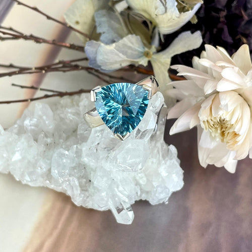 Blue Topaz Trillion Cut Ring