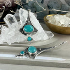 Amazonite Large Leaf Earrings