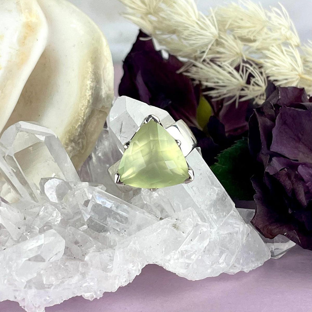 Trillion Prehnite Ring
