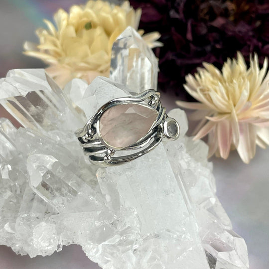 Rose Quartz Two Stone Ring