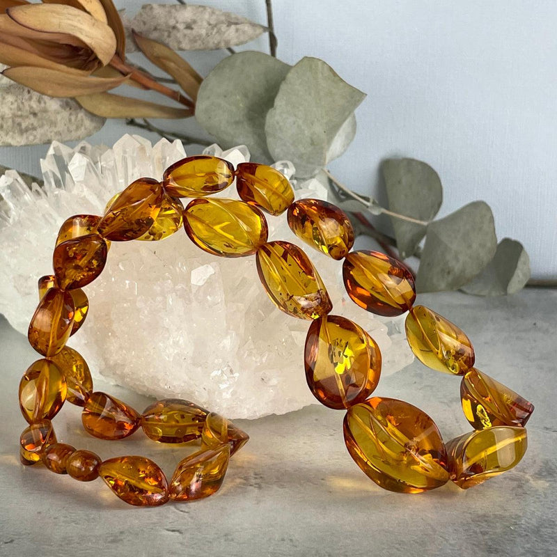 Yellow Amber Bead Necklace