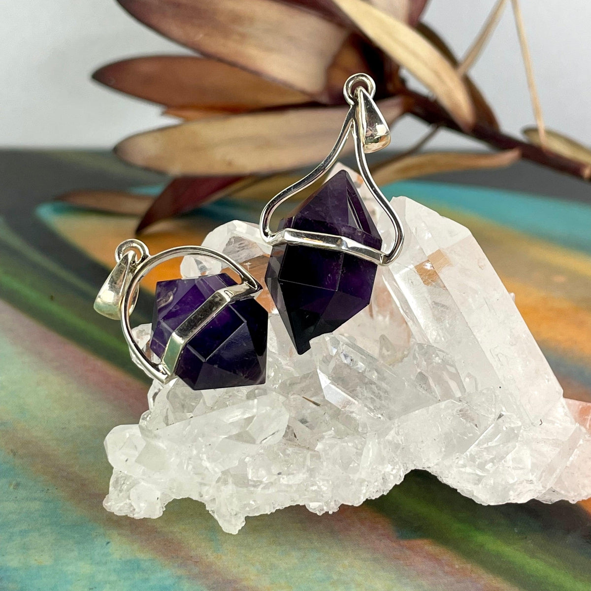 Double Point Amethyst Pendant