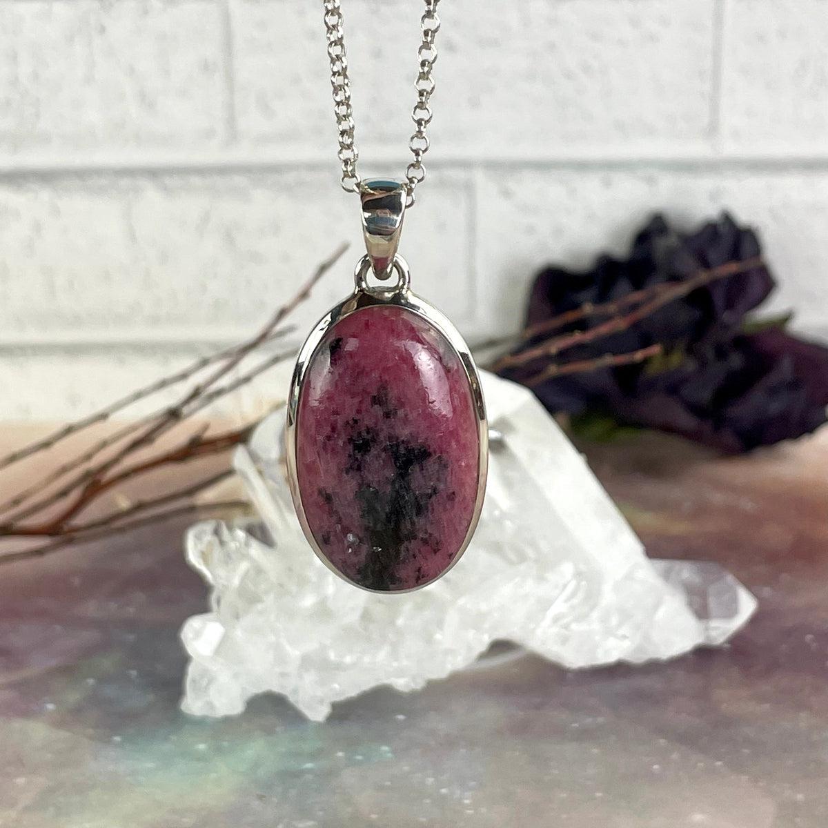 Pink And Black Stone Pendant