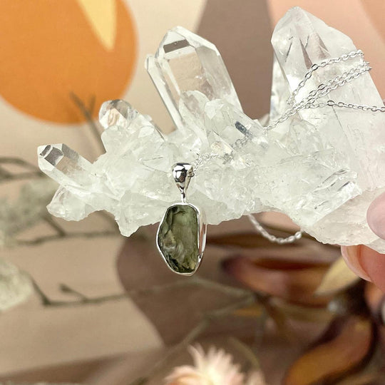 Authentic Moldavite Raw Pendant And Chain