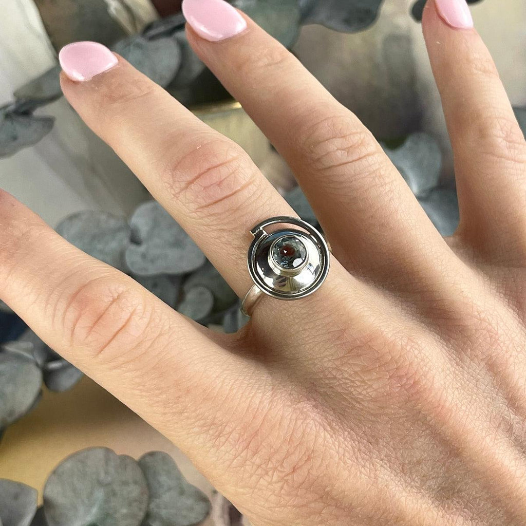 Aquamarine Geometric Ring