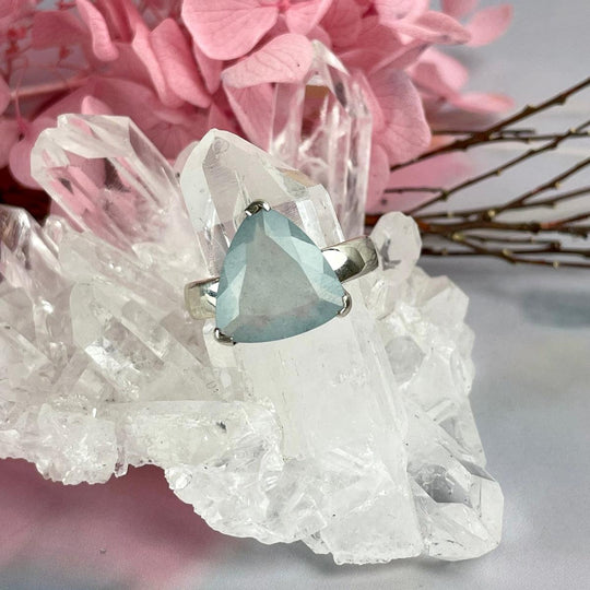 Aquamarine Trillion Cut Ring
