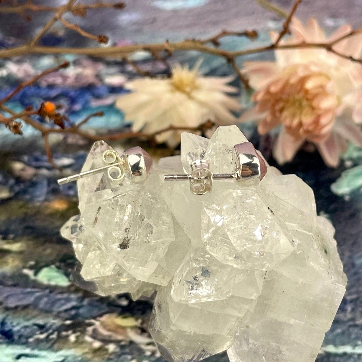 Rough Rose Quartz Studs