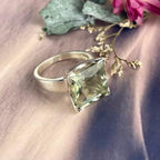 Square Green Amethyst Ring