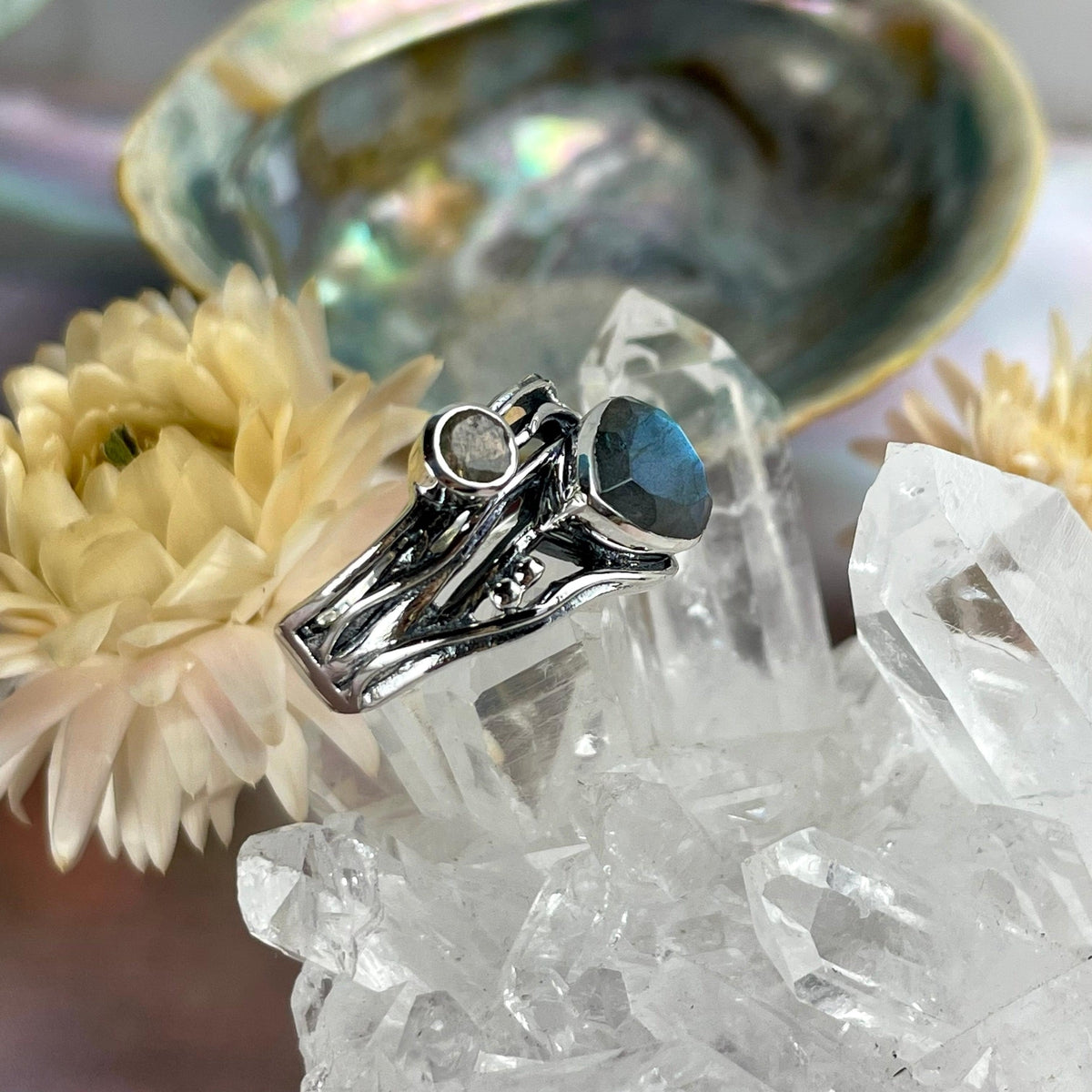 Two Stone Labradorite Ring