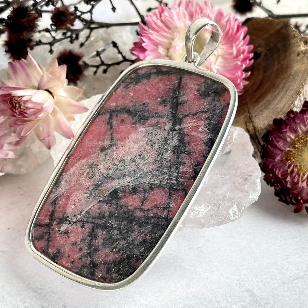 Black And Pink Gemstone Pendant