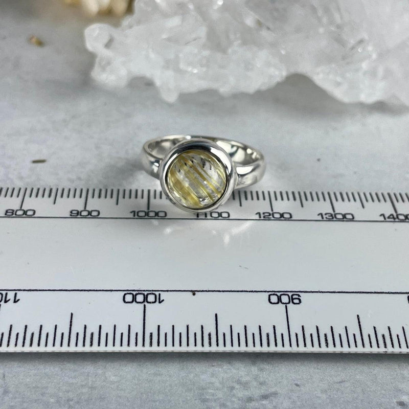 Golden Rutile Crystal Ring