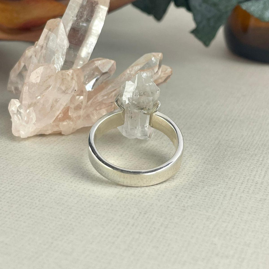 Twin Clear Quartz Point Ring