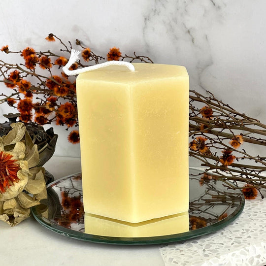 Hexagon Pillar Beeswax Candle