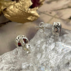 Brilliant Cut Red Gemstone Studs