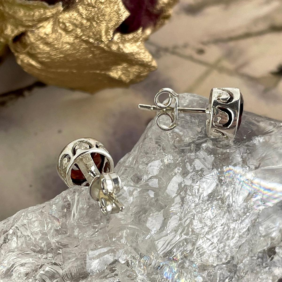 Brilliant Cut Red Gemstone Studs