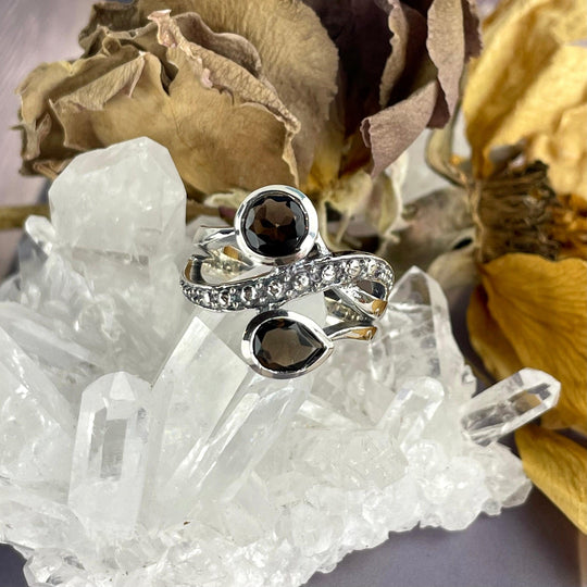 Smokey Quartz Two Stone Ring