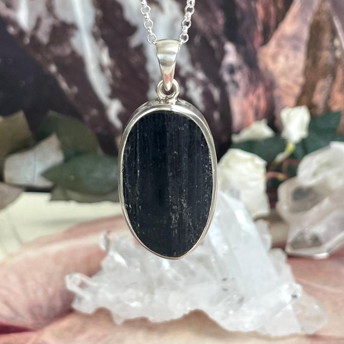Elongated Oval Crystal Pendant