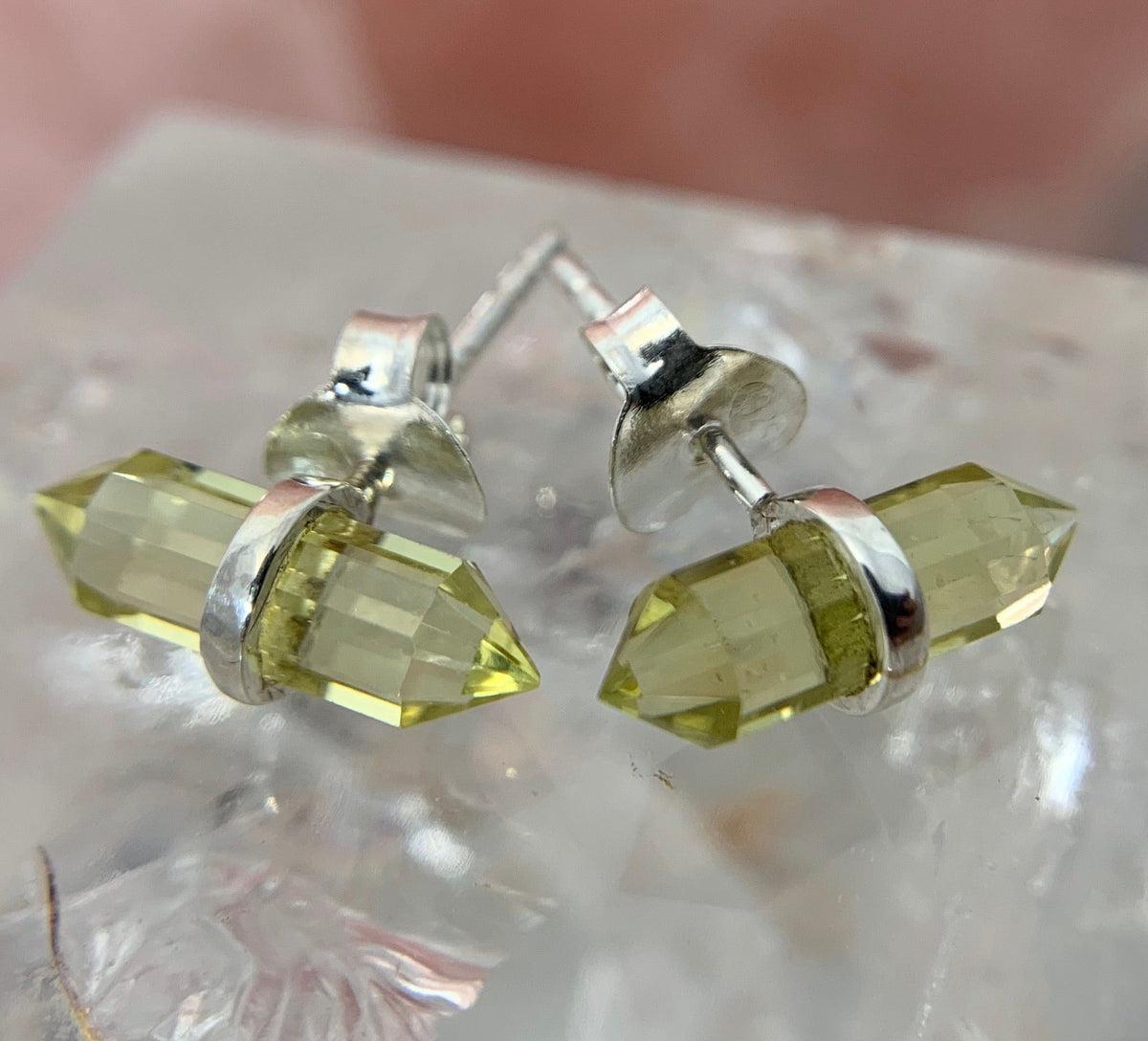 Lemon Quartz Double Point Studs