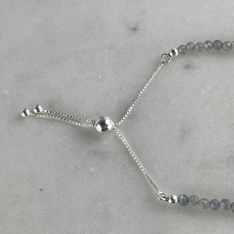 Silver And Labradorite Bead Bracelet