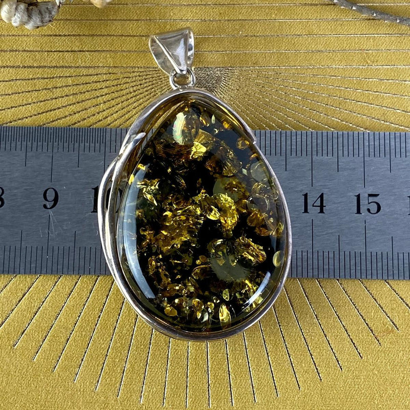 Silver Pendant With Amber