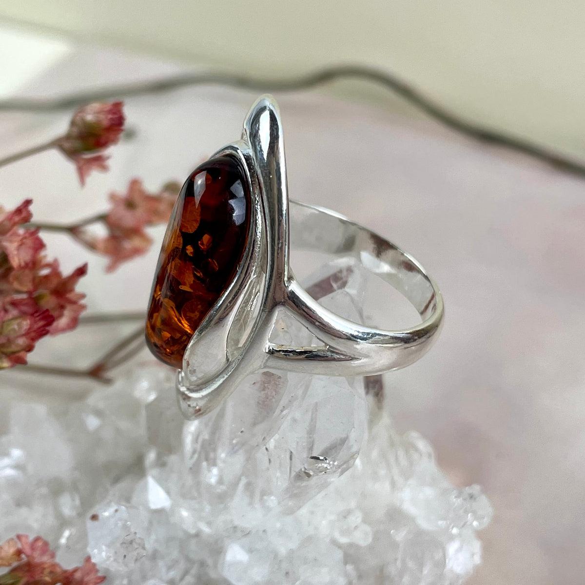 Baltic Amber Modern Style Ring