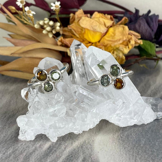 Green Tourmaline & Citrine Trio Ring