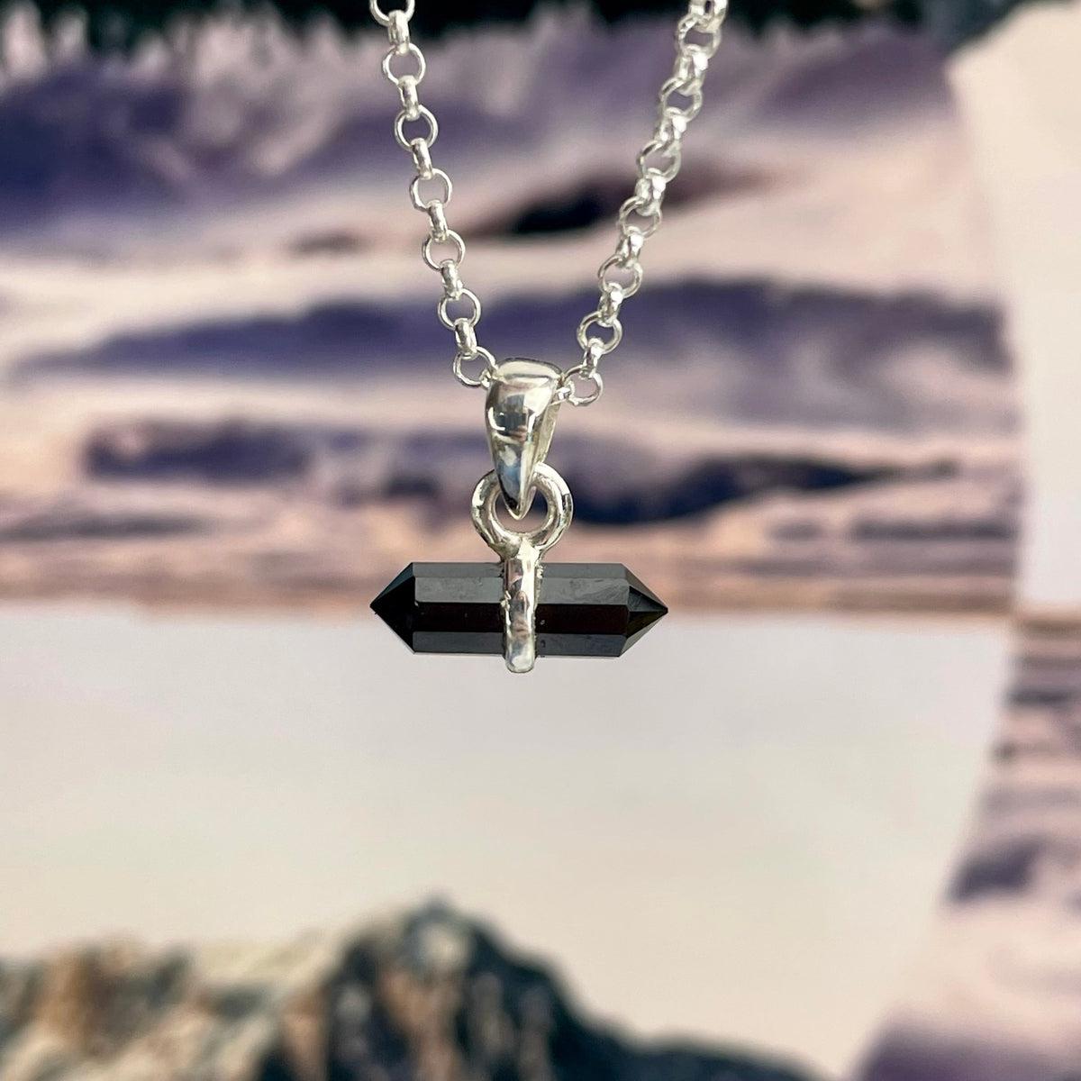 Black Spinel Wand Pendant