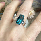 Rectangle Fluorite Crystal Ring