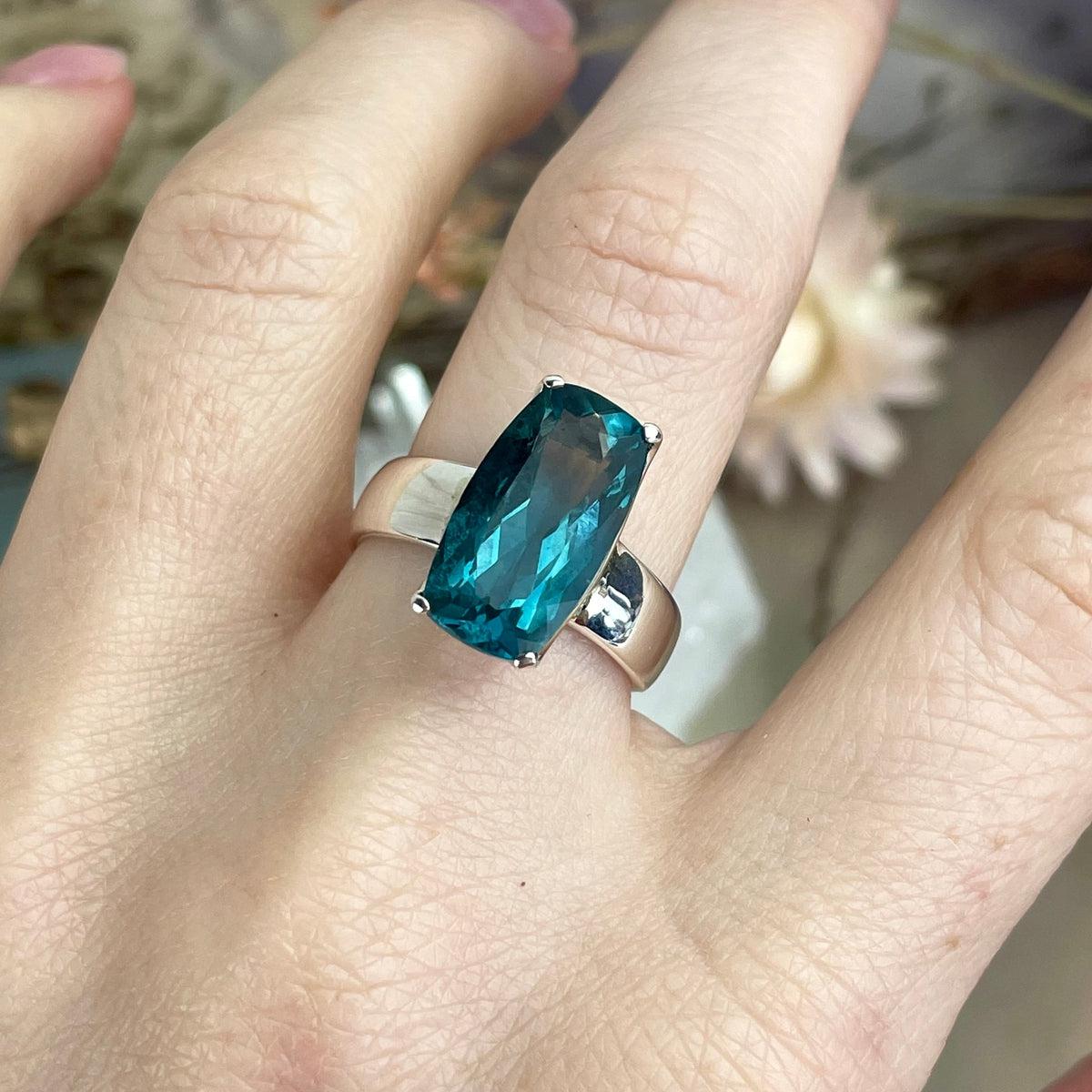 Rectangle Fluorite Crystal Ring