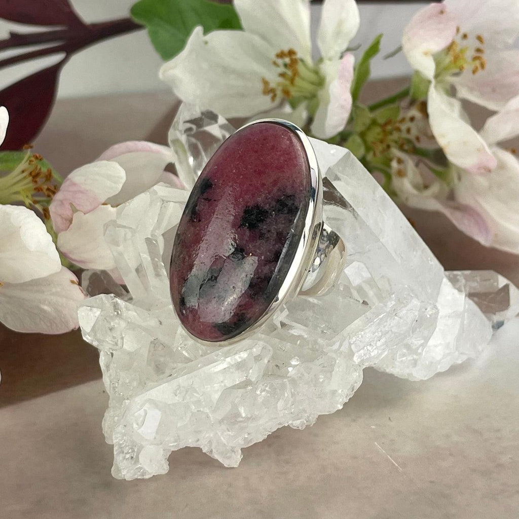 Rhodonite Long Oval Ring
