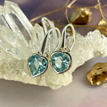 Blue Gemstone Heart Earrings