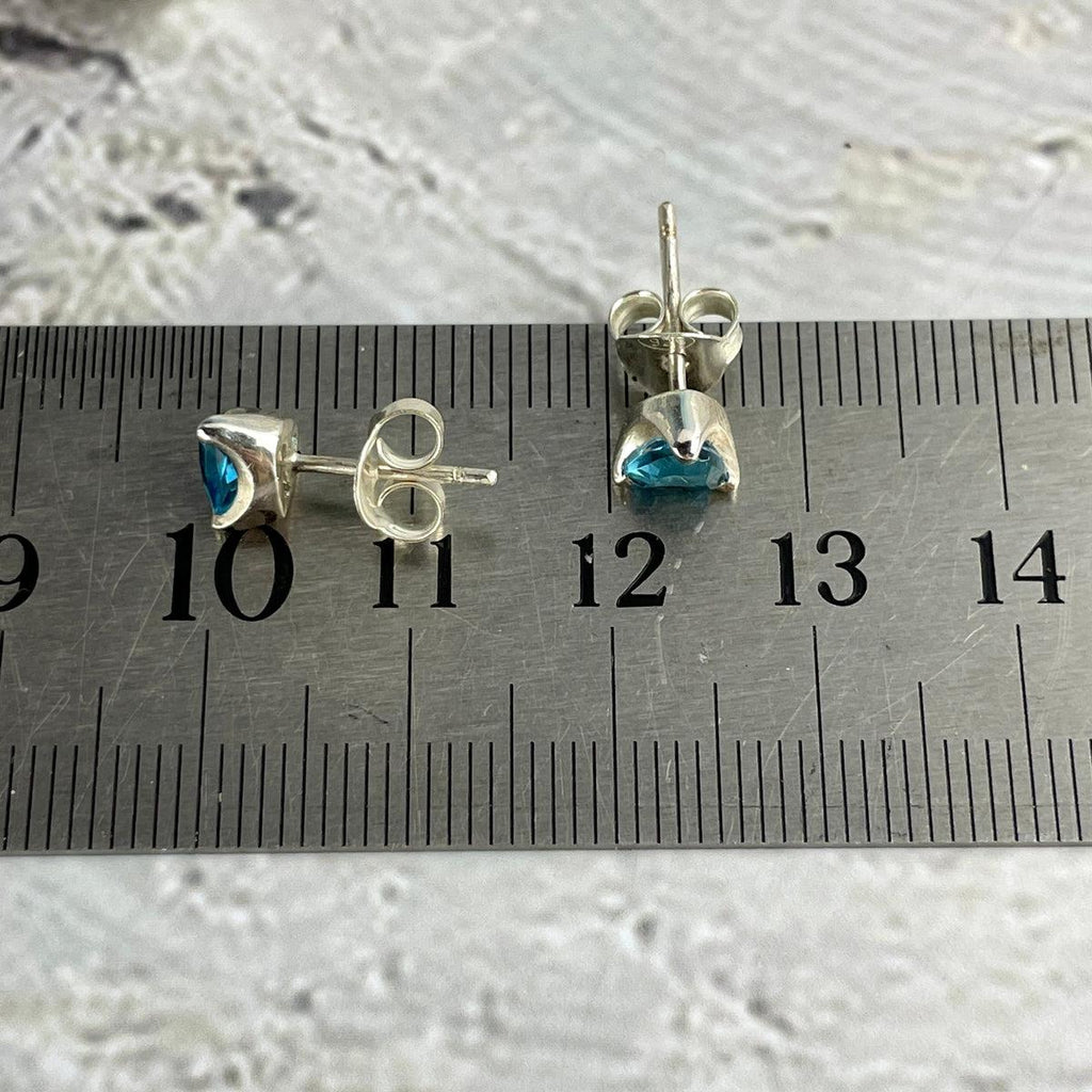 Swiss Blue Topaz Trillion Cut Stud Earrings