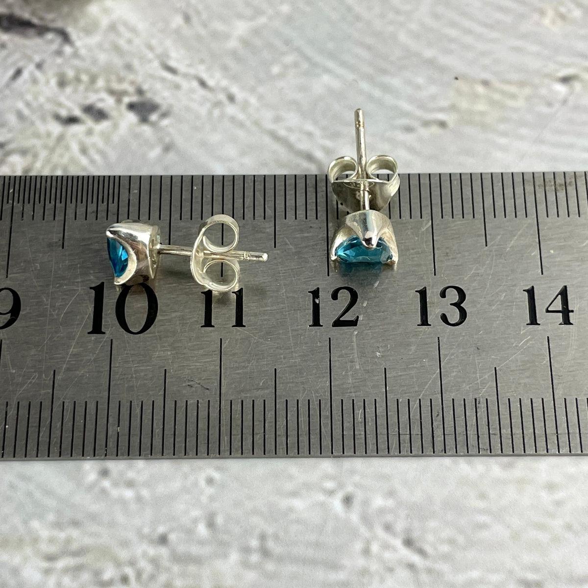 Swiss Blue Topaz Trillion Cut Stud Earrings