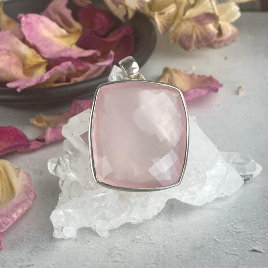 Rose Quartz Cushion Cut Pendant