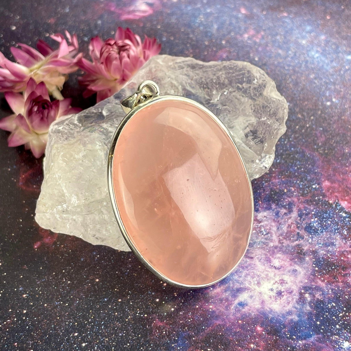 Oval Rose Quartz Pendant
