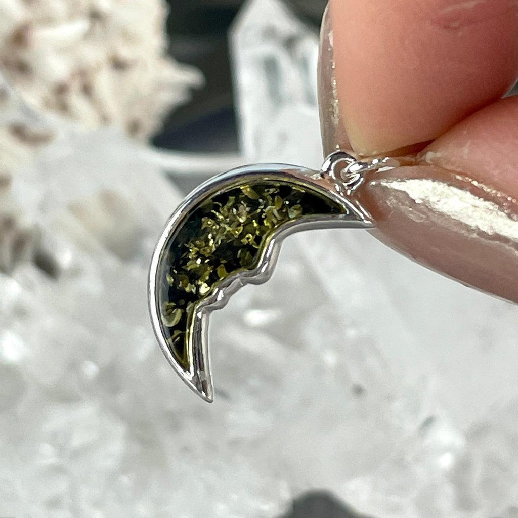 Crescent Moon Amber Pendant