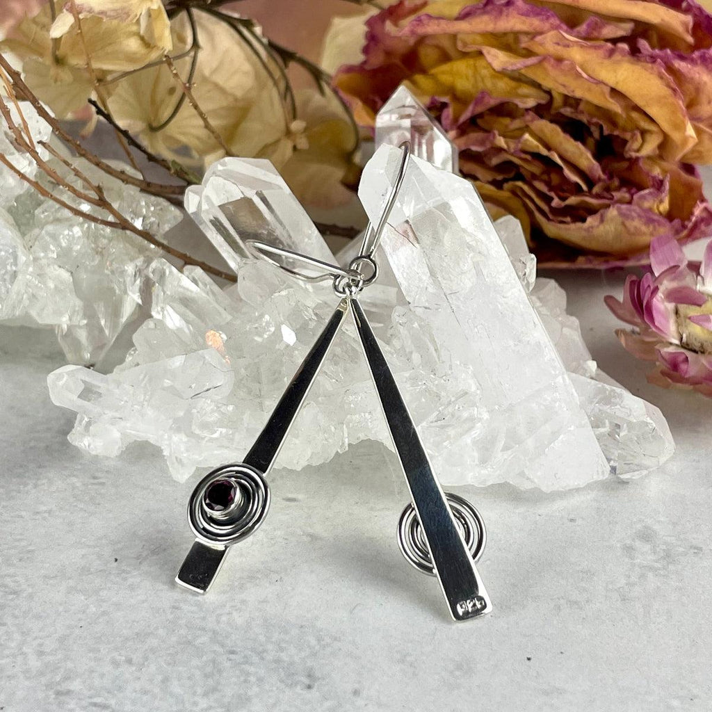Pink Crystal Silver Earrings