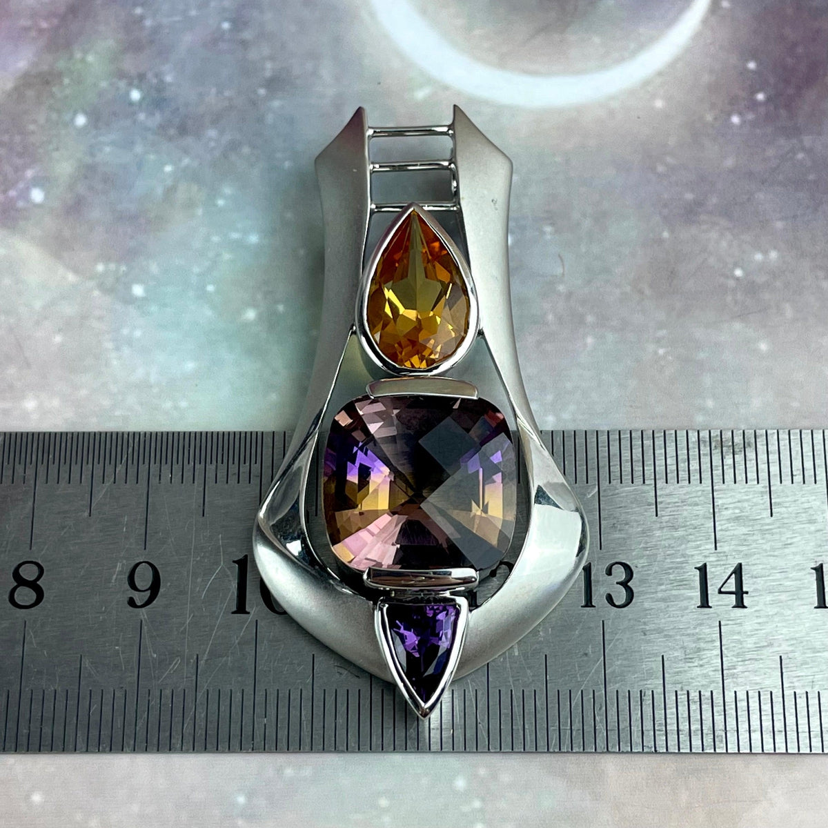 Ametrine, Citrine & Amethyst Contemporary Large Pendant by Janusz Szkutnik