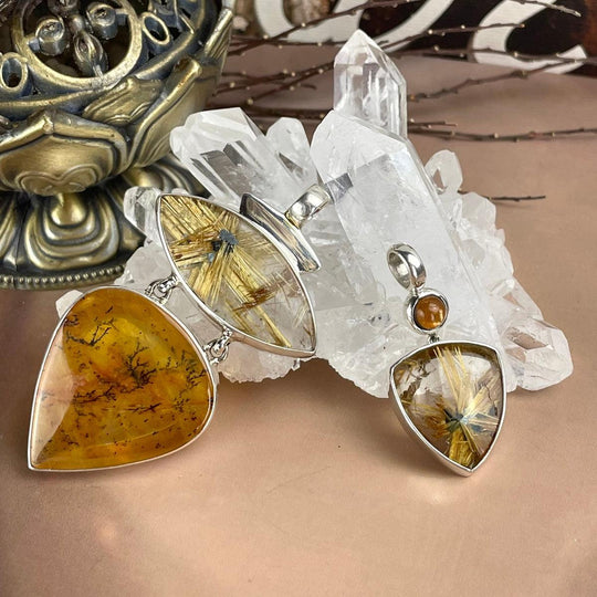 Golden Rutile Star & Assorted Stone Pendants