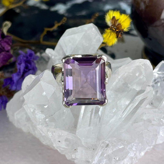 Amethyst Emerald Cut Ring