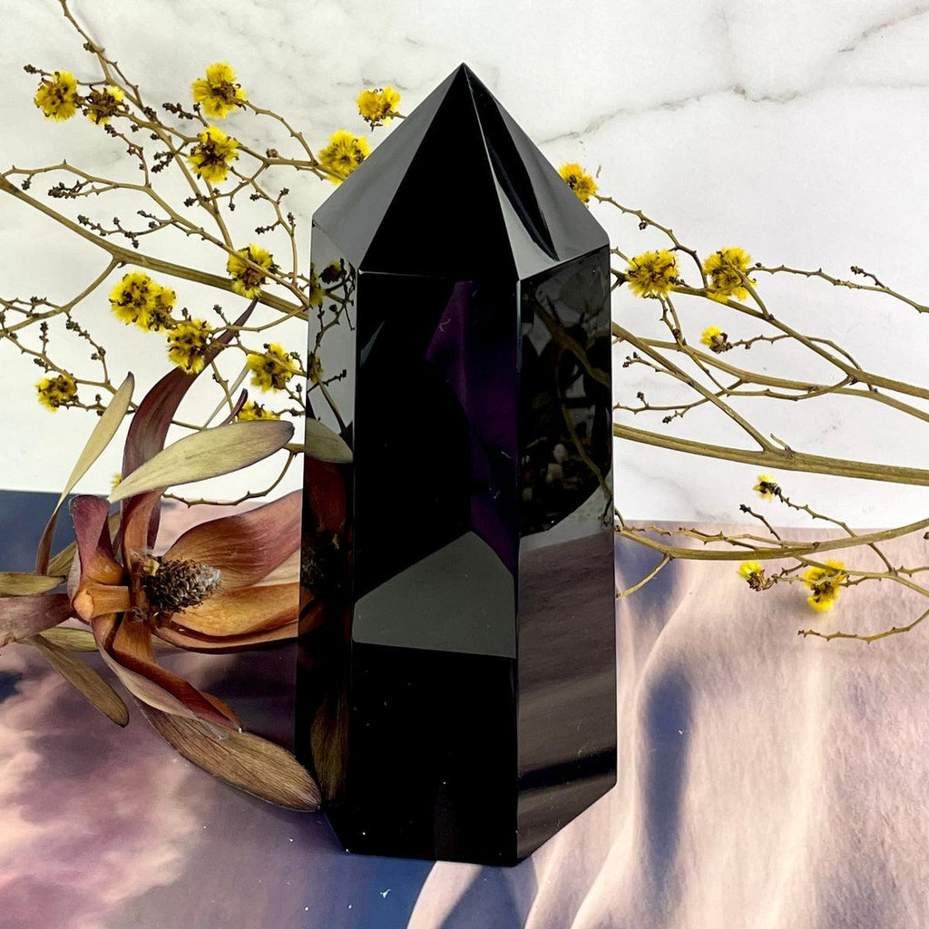 Black Obsidian Crystal Point 15cm