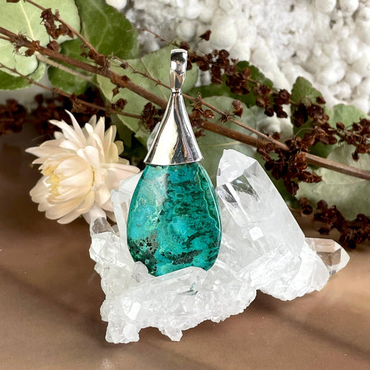 Chrysocolla Malachite Teardrop Pendant