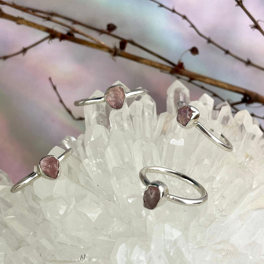 Pink Crystal Silver Ring