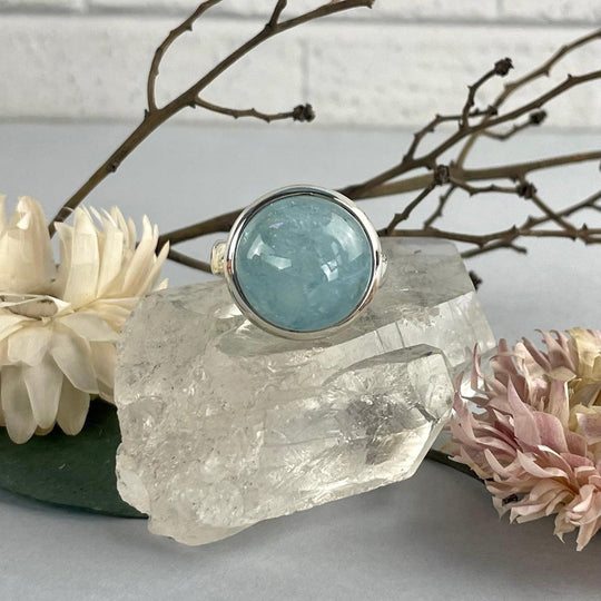Aquamarine Round Ring