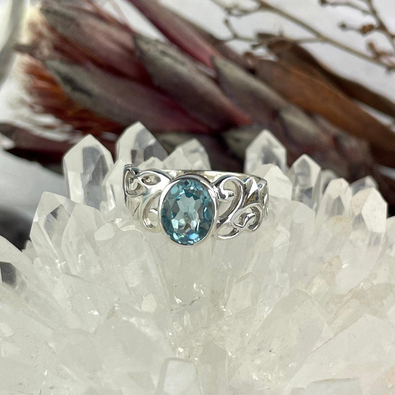 Blue Gemstone Sterling Silver Ring