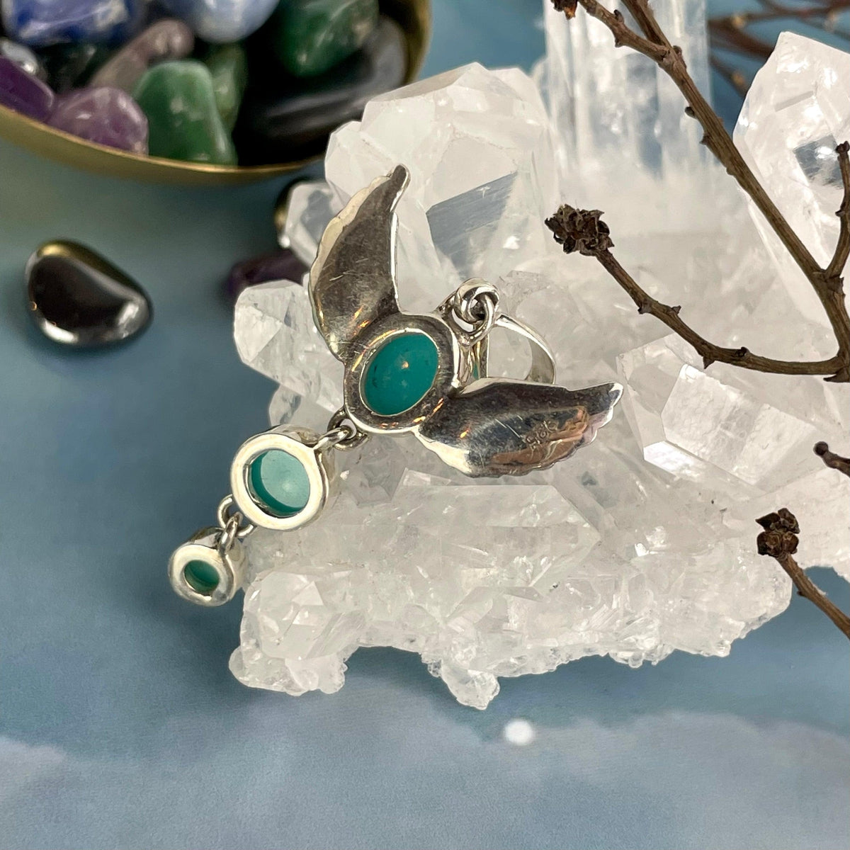 Aqua Stone Sterling Silver Pendant