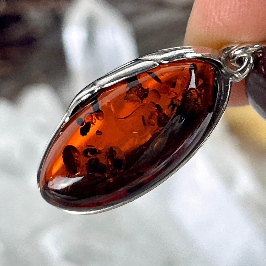 Cognac Amber Silver Pendant