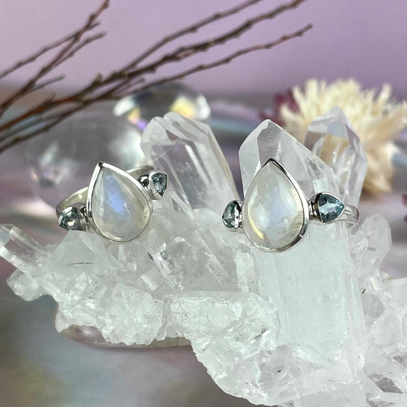 Blue Topaz And Moonstone Ring