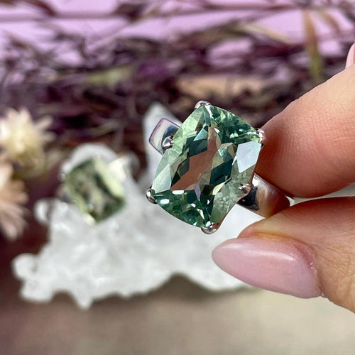 Green Crystal Silver Ring