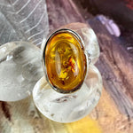 Amber Cabochon Open Size Ring